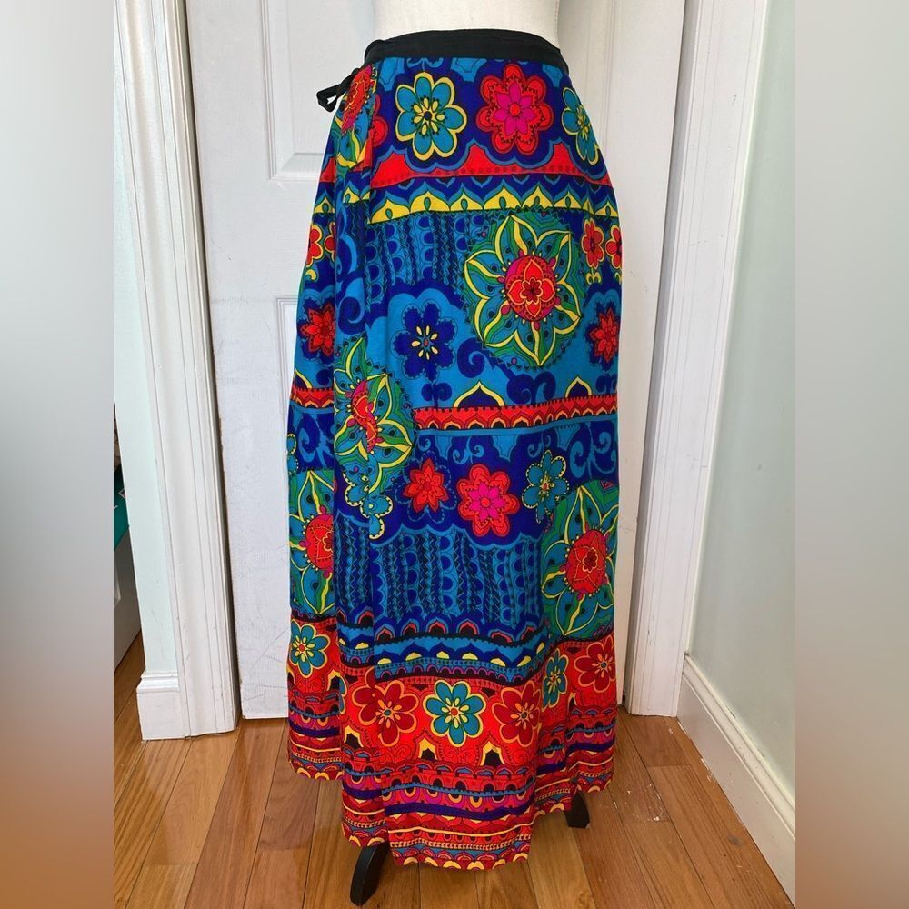 Incredible 1970s Psychedelic Flower Power Wrap Skirt by “Personal- Division of L